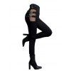 Gothic Women Outfit Sunflower Skulls Letter Pattern Skew Neck Half Batwing Sleeve Cinched T-Shirt and Solid Color Hollow Out Buckle Strap Pants Set - Noir S | US 4