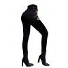 Gothic Women Outfit Sunflower Skulls Letter Pattern Skew Neck Half Batwing Sleeve Cinched T-Shirt and Solid Color Hollow Out Buckle Strap Pants Set - Noir S | US 4