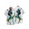 Vacation Couple Outfit Floral Leaf Print Spaghetti Strap V Neck A Line Mini Tank Dress and Button Up Shirt Casual Matching Outfit - Blanc S | US 4