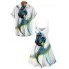 Vacation Couple Outfit Floral Leaf Print Spaghetti Strap V Neck A Line Mini Tank Dress and Button Up Shirt Casual Matching Outfit - Blanc S | US 4