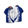 Vacation Couple Outfit Contrast Color Leaf Flower Print O Ring Strap V Neck A Line Mini Dress and Button Up Shirt Casual Matching Outfit - Bleu S | US 4