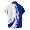 Vacation Couple Outfit Contrast Color Leaf Flower Print O Ring Strap V Neck A Line Mini Dress and Button Up Shirt Casual Matching Outfit - Bleu S | US 4