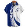 Vacation Couple Outfit Contrast Color Leaf Flower Print O Ring Strap V Neck A Line Mini Dress and Button Up Shirt Casual Matching Outfit - Bleu S | US 4