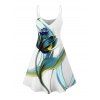 Robe de vacances à imprimé floral et feuilles, bretelles spaghetti, col en V, coupe trapèze, mini-robe décontractée - Blanc XXXXXL | US 20