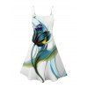 Robe de vacances à imprimé floral et feuilles, bretelles spaghetti, col en V, coupe trapèze, mini-robe décontractée - Blanc XXXXXL | US 20