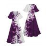 Robe d'été à imprimé floral, col en V, manches évasées, fendue, taille haute - Concorde XXL | US 14