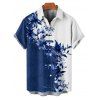 Chemise à manches retroussables à imprimé floral pour homme, chemise décontractée à manches courtes et boutonnée - Bleu profond 5XL