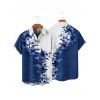 Chemise à manches retroussables à imprimé floral pour homme, chemise décontractée à manches courtes et boutonnée - Bleu profond 5XL