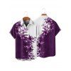 Floral Print V Neck Flare Sleeve Dress and Men's Button Up Short Sleeve Casual Shirt Outfit - Concorde S | US 4