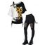 Sunflower Skull Print Oblique Shoulder 2 In 1 T Shirt and Hollow Out Solid Color Skinny Gothic Pants Outfit - Noir S | US 4