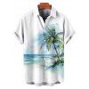 Vacation Couple Outfit Tie Dye Ocean Coconut Tree Print Spaghetti Strap Tank Dress and Button Up Shirt Beach Matching Outfit - Vert clair S | US 4