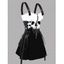 Robe gothique à lacets et motif tête de mort de couleur contrastée, demi-fermeture éclair, œillets, sangle à boucle, robe trapèze, mini robe de vacances - Noir XXL | US 14