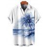Chemise de vacances à imprimé cocotiers et tie-dye pour homme, boutonnée, retroussée, manches courtes, pour la plage - Bleu 5XL