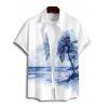 Chemise de vacances à imprimé cocotiers et tie-dye pour homme, boutonnée, retroussée, manches courtes, pour la plage - Bleu 5XL