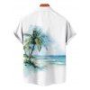 Chemise de vacances à imprimé cocotiers et tie-dye pour homme, boutonnée, retroussée, manches courtes, pour la plage - Vert clair 3XL