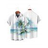 Chemise de vacances à imprimé cocotiers et tie-dye pour homme, boutonnée, retroussée, manches courtes, pour la plage - Vert clair 3XL