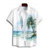 Chemise de vacances à imprimé cocotiers et tie-dye pour homme, boutonnée, retroussée, manches courtes, pour la plage - Vert clair 3XL