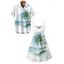 Vacation Couple Outfit Tie Dye Ocean Coconut Tree Print Spaghetti Strap Tank Dress and Button Up Shirt Beach Matching Outfit - Bleu S | US 4