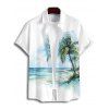 Vacation Couple Outfit Tie Dye Ocean Coconut Tree Print Spaghetti Strap Tank Dress and Button Up Shirt Beach Matching Outfit - Vert clair S | US 4