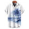 Vacation Couple Outfit Tie Dye Ocean Coconut Tree Print Spaghetti Strap Tank Dress and Button Up Shirt Beach Matching Outfit - Bleu S | US 4