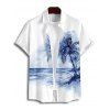 Vacation Couple Outfit Tie Dye Ocean Coconut Tree Print Spaghetti Strap Tank Dress and Button Up Shirt Beach Matching Outfit - Bleu S | US 4