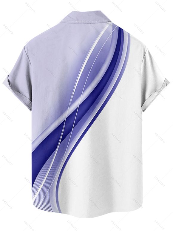 Chemise de vacances à motif rose ombré pour homme, boutonnée, retroussée, manches courtes, décontractée - Pourpre 4XL