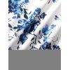 Mini Robe Fleur Imprimée en Couleur Contrastée sans Manches à Volants - Bleu profond XL | US 12