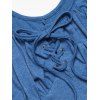 Mini Robe Fleur Imprimée en Couleur Contrastée sans Manches à Volants - Bleu profond S | US 4