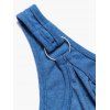 Mini Robe Fleur Imprimée en Couleur Contrastée sans Manches à Volants - Bleu profond XXL | US 14