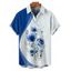 Chemise de mariage à manches courtes et col boutonné pour homme, motif floral et feuilles, style décontracté - Bleu 5XL