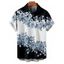 Chemise de vacances à motif floral et feuilles contrastées pour homme, boutonnée, retroussée, manches courtes, décontractée - Noir 5XL