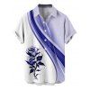 Chemise de vacances à motif rose ombré pour homme, boutonnée, retroussée, manches courtes, décontractée - Pourpre XL