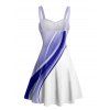 Robe de vacances à motif géométrique colorblock rose, buste froncé, col en cœur, mini robe décontractée trapèze - Pourpre M | US 6