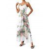 Robe de mariée à motif de fleurs et de feuilles, avec poches, bretelles spaghetti réglables, coupe trapèze, longue et décontractée - Blanc M | US 6