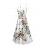 Robe de mariée à motif de fleurs et de feuilles, avec poches, bretelles spaghetti réglables, coupe trapèze, longue et décontractée - Blanc M | US 6