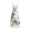 Robe de mariée à motif de fleurs et de feuilles, avec poches, bretelles spaghetti réglables, coupe trapèze, longue et décontractée - Blanc M | US 6