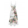 Robe de mariée à motif de fleurs et de feuilles, avec poches, bretelles spaghetti réglables, coupe trapèze, longue et décontractée - Blanc M | US 6