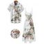 Wedding Couple Outfit Flower Leaf Pattern Pocket Adjustable Spaghetti Strap A Line Long Tank Dress and Button Up Shirt Vacation Matching Outfit - Blanc S | US 4