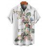 Wedding Couple Outfit Flower Leaf Pattern Pocket Adjustable Spaghetti Strap A Line Long Tank Dress and Button Up Shirt Vacation Matching Outfit - Blanc S | US 4