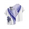 Vacation Couple Outfit Rose Colorblock Geometric Pattern Ruched Bust Sweetheart Neck Dress and Button Up Shirt Casual Matching Outfit - Pourpre S | US 4