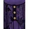 Ensemble haut caraco évasé chiné et gilet en dentelle fleurie à fente et boutons factices - Concorde 4XL