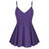 Ensemble haut caraco évasé chiné et gilet en dentelle fleurie à fente et boutons factices - Concorde 4XL