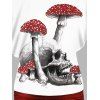 Ensemble haut colorblock à motif tête de mort champignon, t-shirt gothique à manches chauve-souris et col incliné et débardeur uni à bretelles spaghetti - Blanc S | US 4