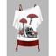 Ensemble haut colorblock à motif tête de mort champignon, t-shirt gothique à manches chauve-souris et col incliné et débardeur uni à bretelles spaghetti - Blanc S | US 4