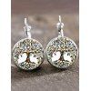 Women Vacation Outfit Colorblock Cinched Shoulder O-ring Belt Faux Twinset Dress and Round Shape Life Tree Pattern Earrings Embroidered Star Printed Boots Set - Vert profond S | US 4
