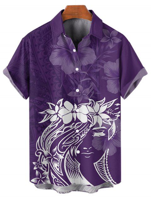 Chemise de vacances à imprimé floral pour homme, boutonnée, retroussée, manches courtes, décontractée