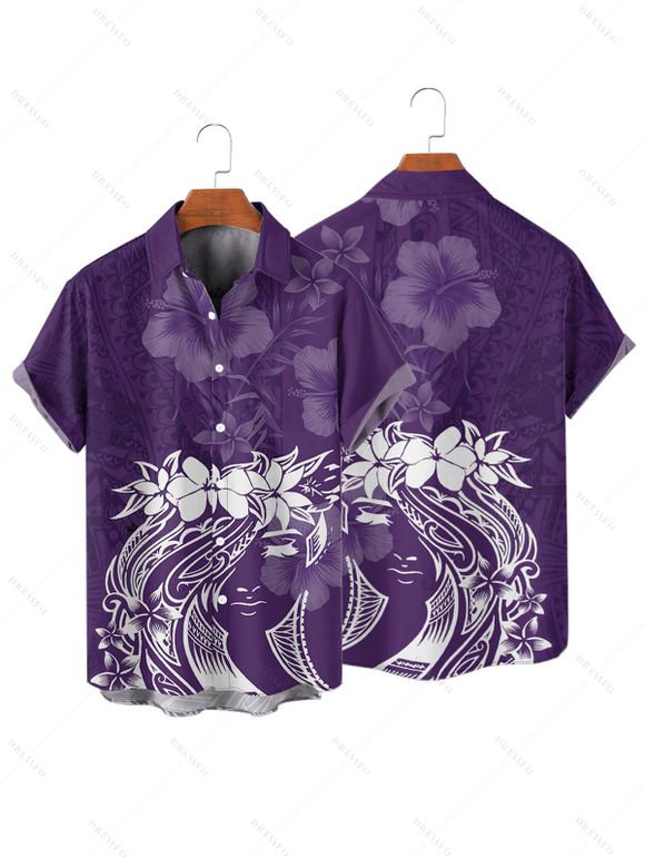 Chemise de vacances à imprimé floral pour homme, boutonnée, retroussée, manches courtes, décontractée - Concorde 4XL