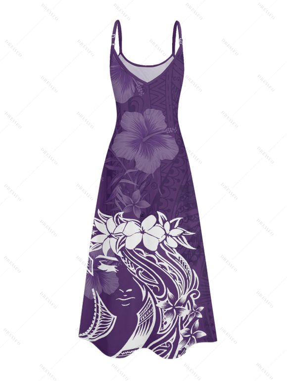 Vacation Couple Outfit Floral Printed Spaghetti Strap A Line Long Tank Dress and Button Up Shirt Casual Matching Outfit - Concorde S | US 4