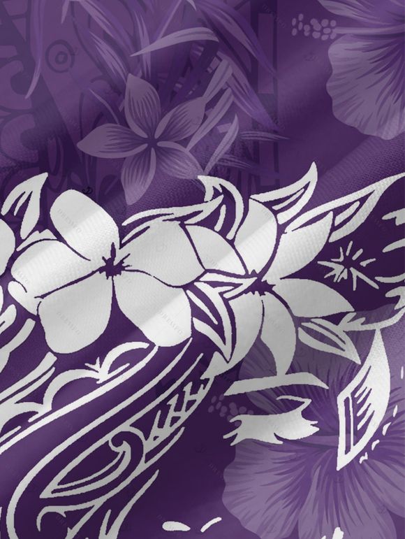 Vacation Couple Outfit Floral Printed Spaghetti Strap A Line Long Tank Dress and Button Up Shirt Casual Matching Outfit - Concorde S | US 4