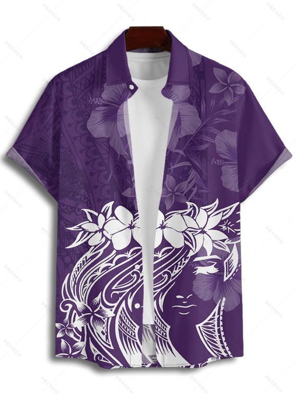 Vacation Couple Outfit Floral Printed Spaghetti Strap A Line Long Tank Dress and Button Up Shirt Casual Matching Outfit - Concorde S | US 4